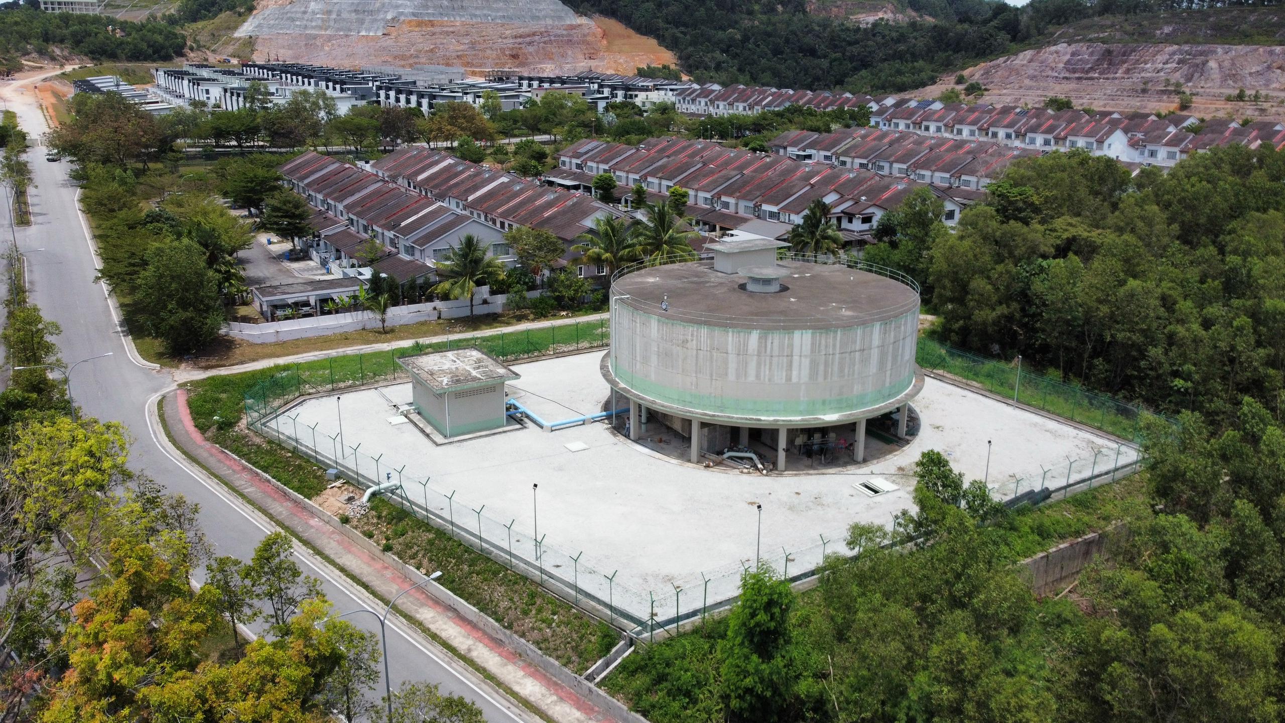 View of reinforced concrete elevated water tank structure